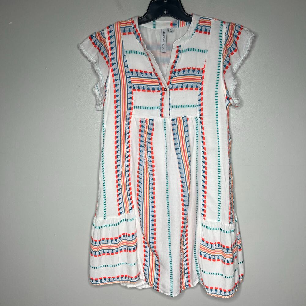Grace+Karma Mini‎ Boho Mini Dress Pockets Women's XL Embroidered Beachy Coastal